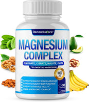 Magnesium Complex 7 Elemental Magnesium Supplement 1000mg – Magnesium Glycinate, Citrate, Malate, Taurate, Oxide, Aspartate, Orotate Non-GMO 90 Capsules (Pack of 1)